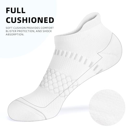 Light Compression Socks for Women - Arch Support, Cushioned, 3 Pairs - White