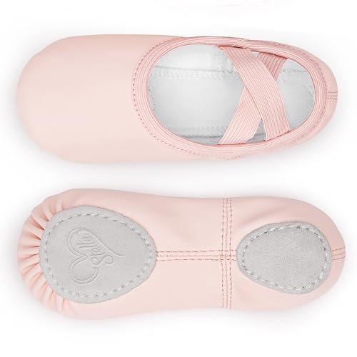 Toddler Ballet Shoes - Ballet Pink, Lace-Free PU Leather with Cushioning