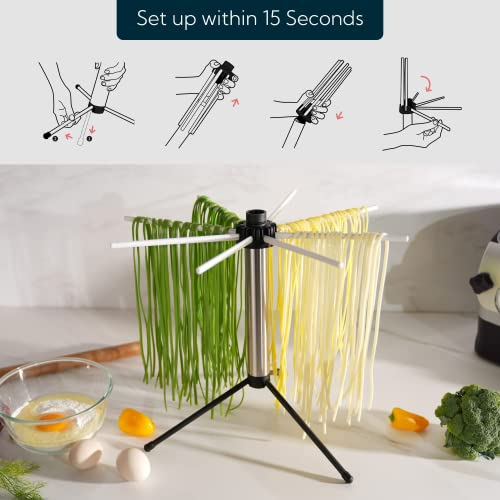 Collapsible Pasta Drying Rack - Compact, Foldable Noodle Holder with Rotatable Arms