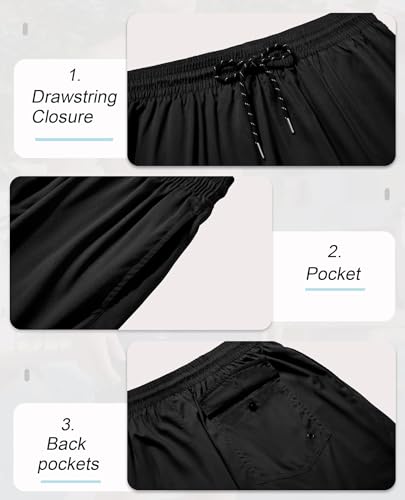 Gleeease 5 Inch Men's Swim Trunks with Compression Liner, Solid Black, 3X-Large