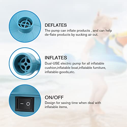 Bestrip Blue Electric Air Pump for Inflatables, Air Mattress, Pool Floats