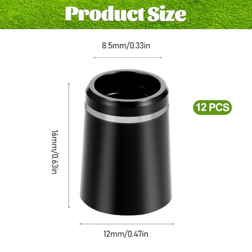 Golf Ferrules - 12 Pcs Black 0.335 Inch Tip with Silver Ring