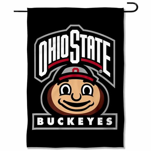 Ohio State Buckeyes Garden Flag - Brutus Mascot Head, Double-Sided Polyester, 13x18 Inches