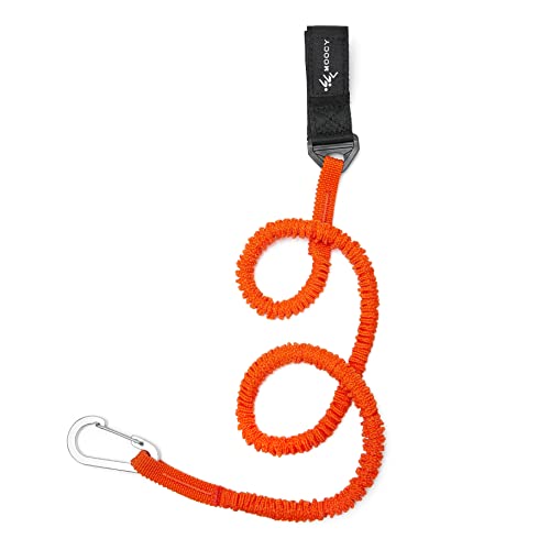 Kayak Paddle Tether & Fishing Leash with Carabiner - Orange 1 Pack