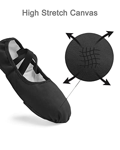 Stelle Women's Stretch Canvas Ballet Shoes Black 8 Split Sole
