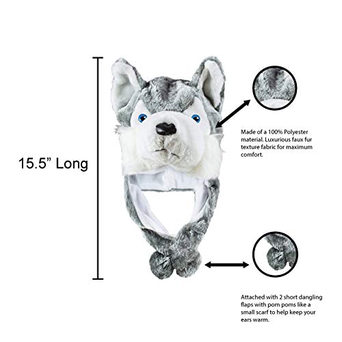Cute Plush Animal Hat - Warm Winter Fashion Accessory - Grey