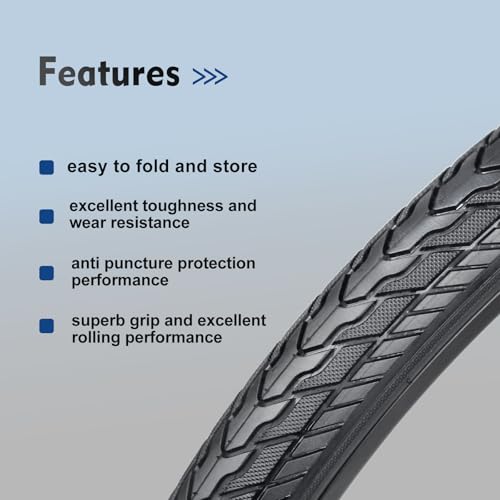 HUIOK 26x1.75 Bicycle Tire and Tube Replacement Kit - Fits 26 Inch Folding Bikes