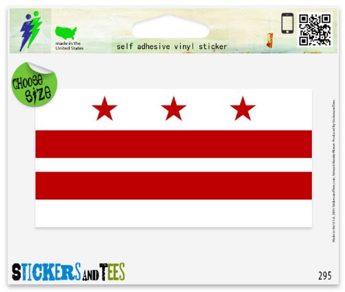 Washington DC Flag Vinyl Car Bumper Sticker - 5" x 3"