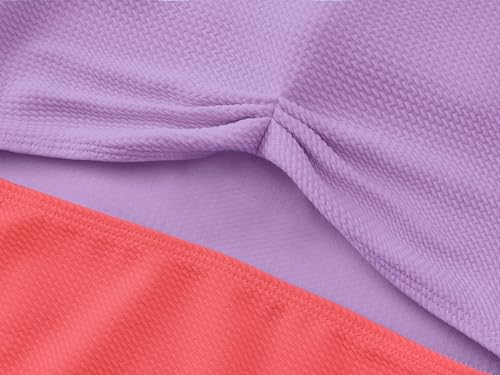 Long Sleeve Girls One Piece Rash Guard Swimsuit - Purple & Orange, Size 6X-16