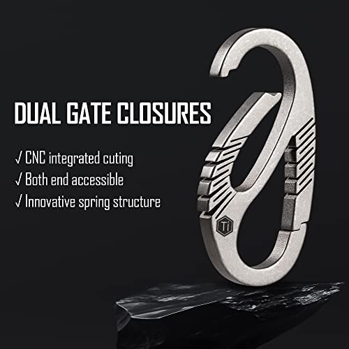 KeyUnity KM08 Titanium Carabiner Clip with Dual Gate Quick Release - Lightweight & Durable