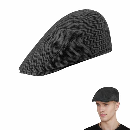 Men's Herringbone Wool Blend Newsboy Cap - Charcoal