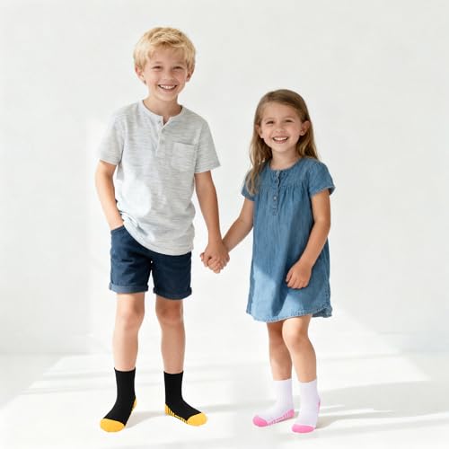 Kids Girls Crew Athletic Socks 12 Pairs - White, Size 5-7 Years - LAETBBE