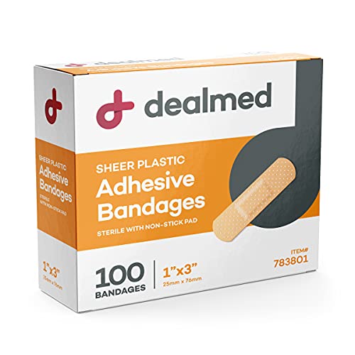 Sheer Plastic Adhesive Bandages - Flexible Wound Care - 1x3 in - 100 Count