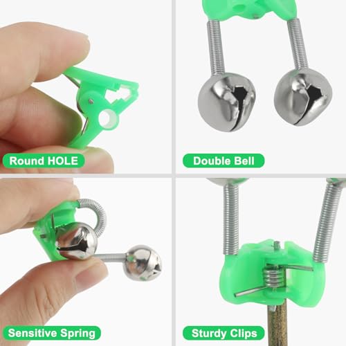 OHOH Fishing Bells Clips with Dual Alarm Bells - Set of 10