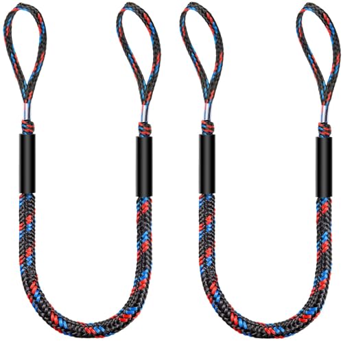 Bungee Dock Lines for Boats - Pack of 2, 4ft Stretches to 5.5ft