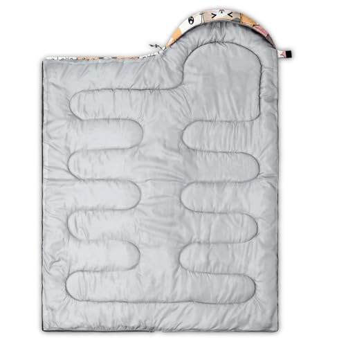 QOOMO Kawaii Cat 3-Season Camping Sleeping Bag, 31x90 in, Waterproof, 3 lb