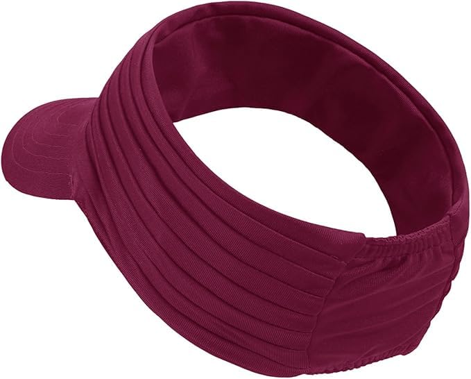 Wide Brim Visor Hat for UV Protection - One Size, Wine Red