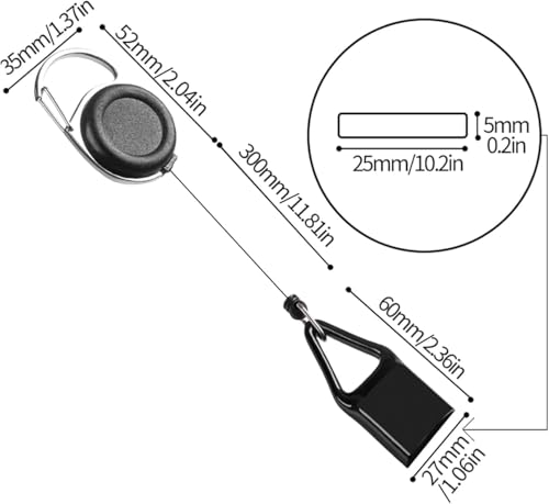 Retractable Lighter Clip Set - 2 Black Belt Leashes for Outdoor