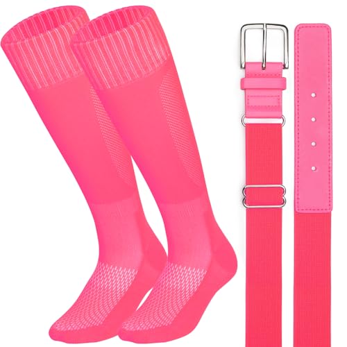 Pink Youth & Adult Baseball Socks and Belt Combo - Softball Gear, Small