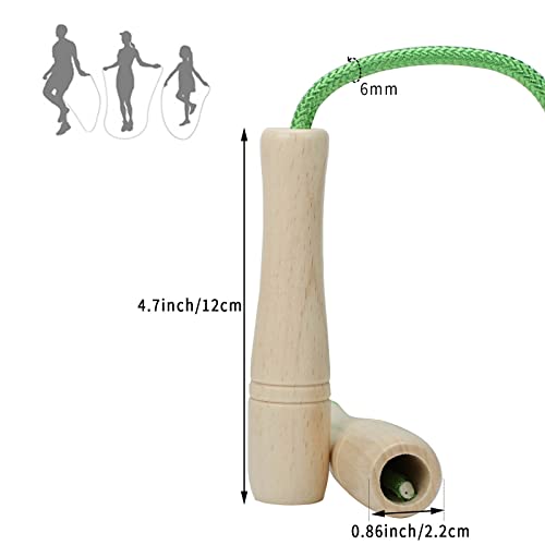 Adjustable Jump Rope for Kids - 8.5ft Wooden Handle - Green