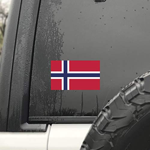 Norway Flag Vinyl Decal Sticker - 5x3 Inch Weatherproof 2-Pack