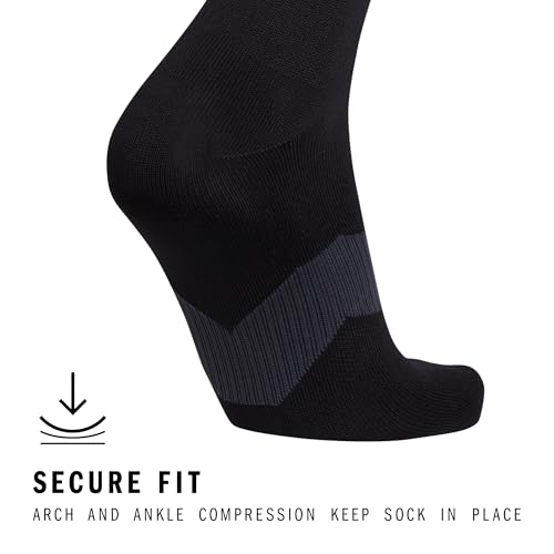 Over-the-Calf Soccer Socks - Cushioned, Moisture-Wicking, Medium - Black/Night Grey/White