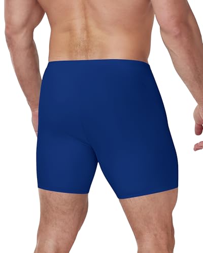 Men's Athletic Swim Jammers - Quick-Dry Compression Shorts - Navy Blue, Large