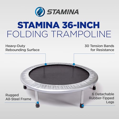 36-Inch Foldable Mini Trampoline with Workout App - Silver