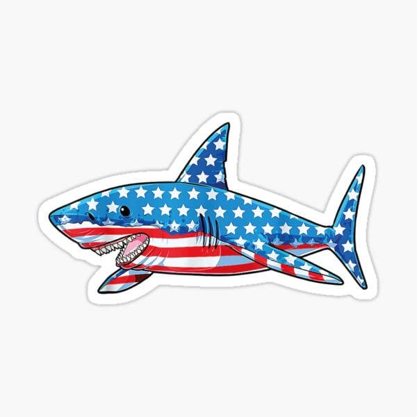 Shark Vinyl Decal Sticker - 5 Inch Waterproof Graphic - USA Edition