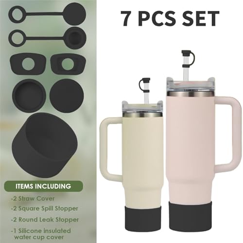 Silicone Spill-Proof Stopper and Boot Set for Tumblers - Black
