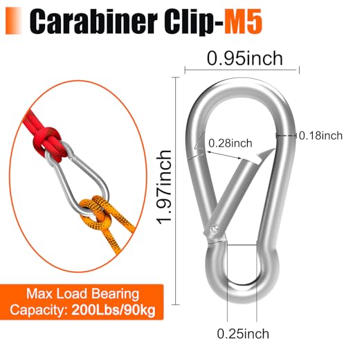 Heavy-Duty Carabiner Clip 1.96" Silver - 12 Pcs Quick Link Snap Hooks