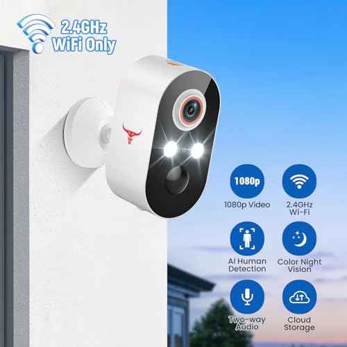 Orbitell Security Camera Wireless Wi-Fi Camera with Color Night Vision, Two Way Audio, AI Human Detection, Cloud Storage, Real-time Alert.