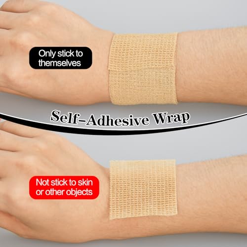Self-Adhesive Athletic Bandage Wrap - 2 Inch x 5 Yard - 6 Pack, Skin Color
