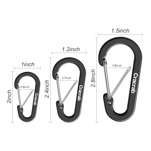 Carabiner Clip Variety Pack - Small, Medium, Large - 12 Colors