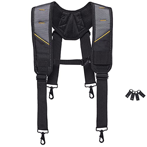 ToughBuilt ? Pro Padded Suspenders, Heavy-Duty Adjustable Work Suspenders with Breathable Padding, Durable Buckle Clips, and Reinforced Stitching for Tool Belts and Jobsite Comfort