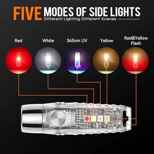 S12Pro Keychain Flashlight Rechargeable,750 High Lumen EDC Mini Flashlight with Clip,Multifunction COB Light with 365nmUV-11 Lighting Modes, Tail Magnet, Flash Light
