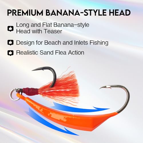 Eupheng 1/2oz Saltwater Pompano Jigs with Teaser Hooks - 5 Pack