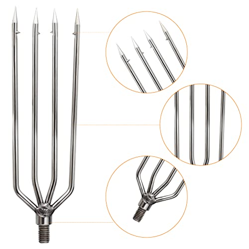 4-Prong Fishing Harpoon Spear - Stainless Steel Gig with Aluminum Rod