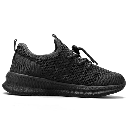 CDLHHM Kids Running Shoes for Boys and Girls - Black, Size 3 Big Kid, Lightweight Mesh Sneakers with Non-Slip Sole, Breathable Athletic Shoes