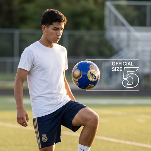Official Real Madrid Soccer Ball - Size 5 Football - Dark Blue