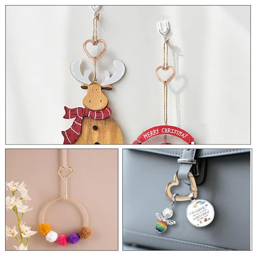 Heart-Shaped Carabiner Keychain Clips - 10 Pack Gold Metal Hooks