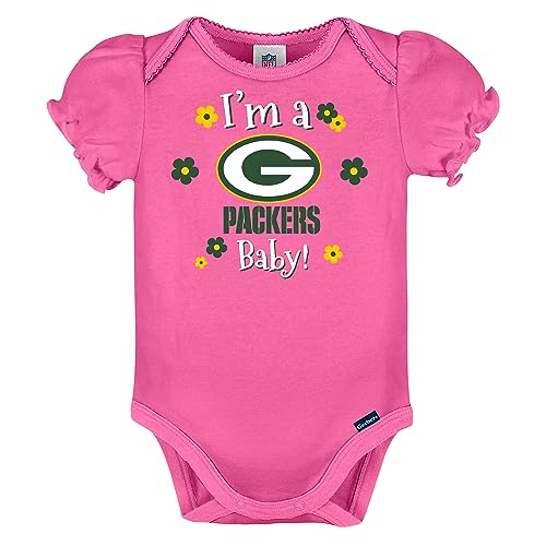 NFL Baby Girls 3-Pack Onesie Bodysuits - Green Bay Packers, 3-6 Months