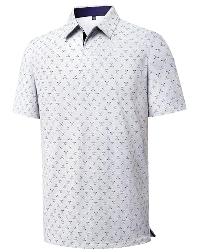 Men's White Golf Polo Shirt - Large, Breathable & Dry Fit Summer Apparel
