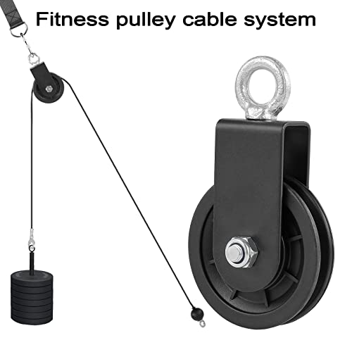 Spuspk 3.54in Cable Pulley with 360° Rotation & Detachable Strap for DIY Gym & Lifting