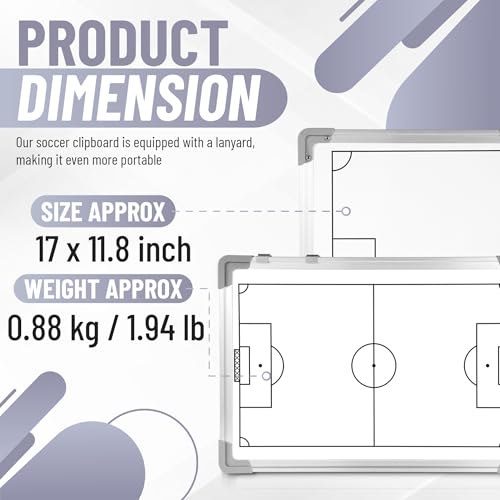 Soccer Coaching Board - Magnetic Tactics Clipboard with Dry Erase - Soccer-white