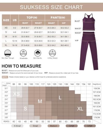 SUUKSESS Women 2 Piece Workout Set Navy Small - Compression Leggings & Racerback Top