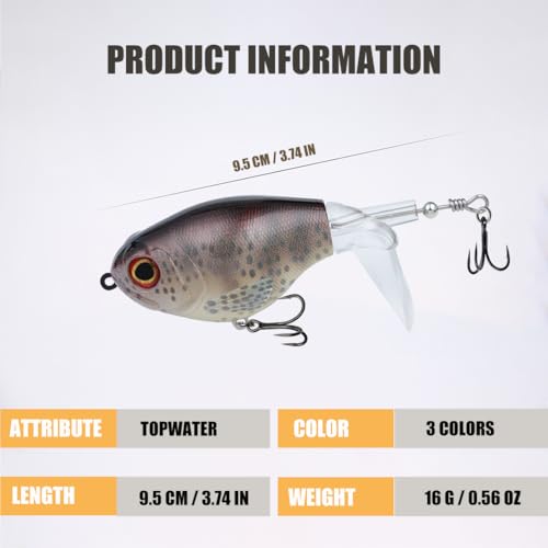 EXAURAFELIS 3.74" 0.56oz Topwater Bass & Pike Popper Lure with Tackle Box