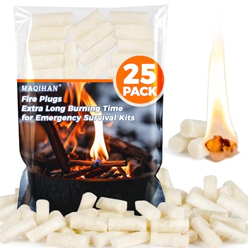 Waterproof Fire Starter Plugs - 25 Pack for Camping & Survival