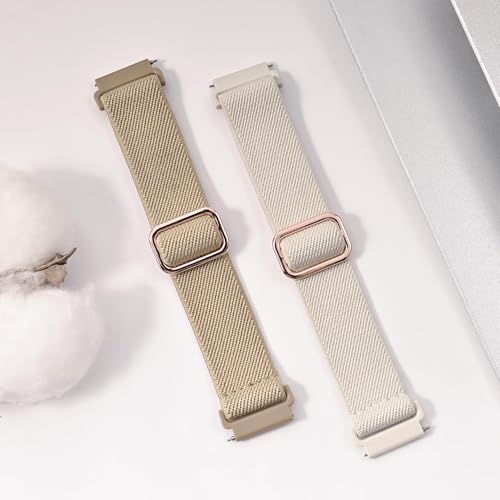 2 Pack 18mm Adjustable Nylon Sport Watch Band - Starlight & Milk Tea