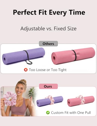 Adjustable Light Pink Yoga Mat Scrunchie Strap Carrier - Stylish & Stretchy
